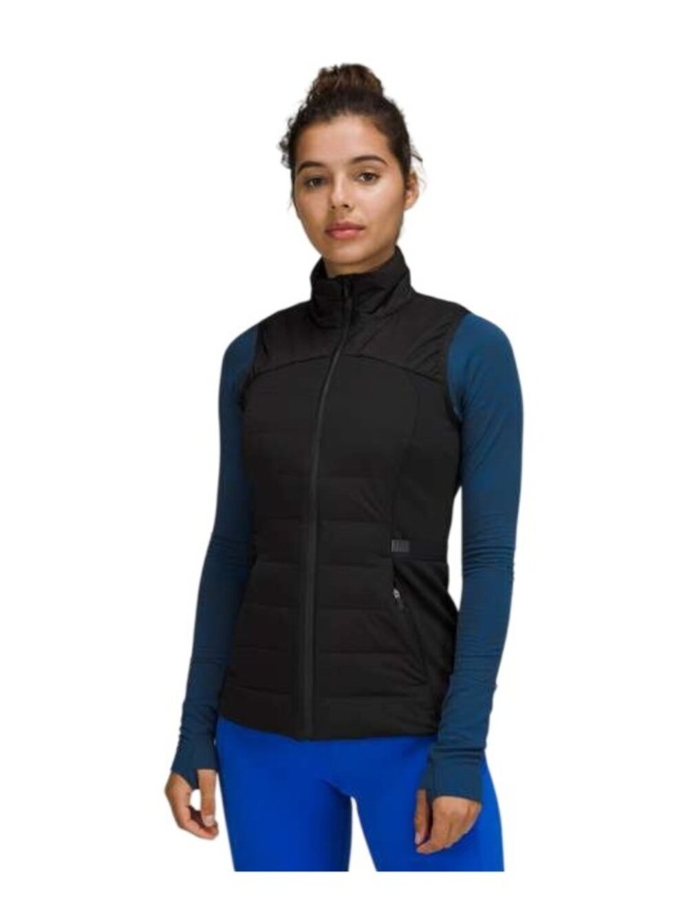 Lululemon Down for It All Vest Size 8 Zip Front Mock Neck Black Active Gorpcore